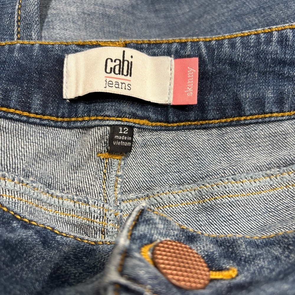 CAbi Women Jeans Blue Straight Leg Skinny Size 12 - Picture 6 of 6
